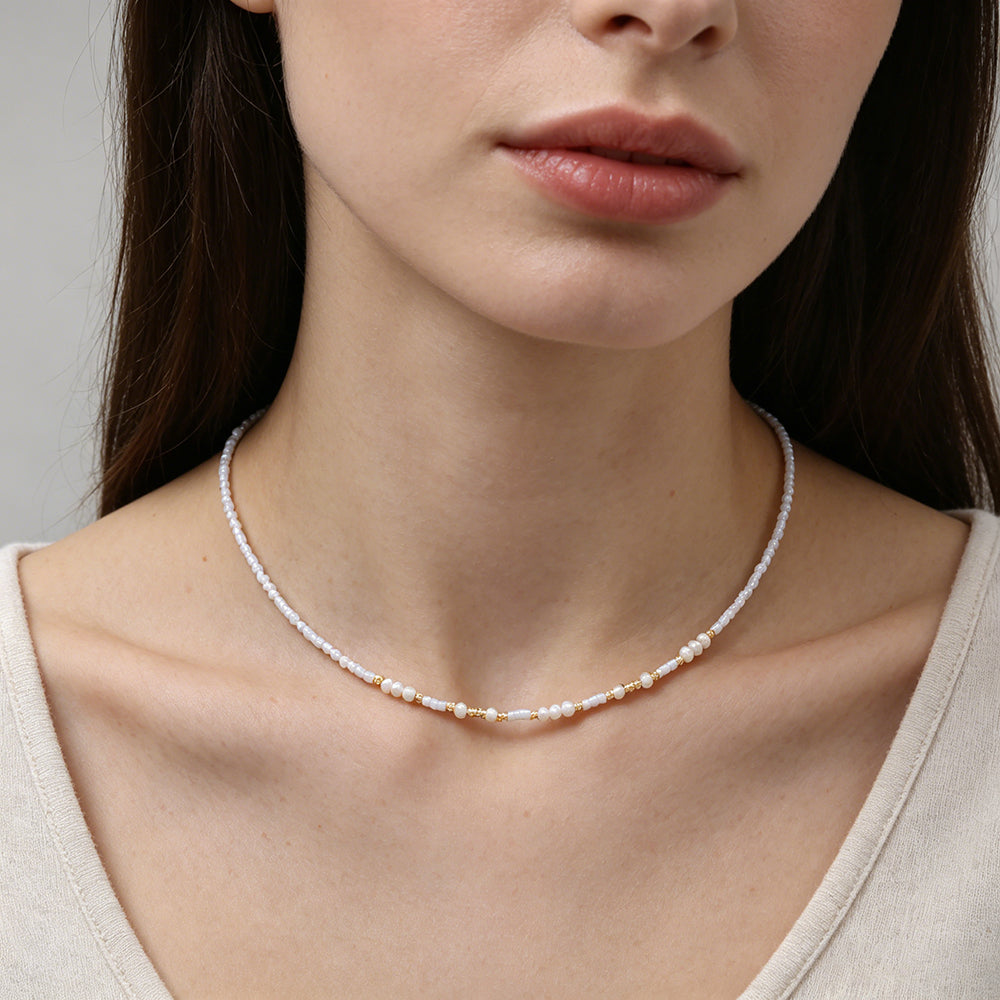 Handmade Customizable Miyuki Beads Necklace With Natural Stone Beads