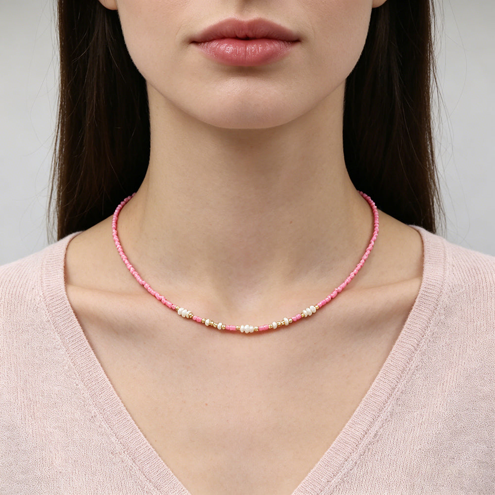 Handmade Customizable Miyuki Beads Necklace With Natural Stone Beads