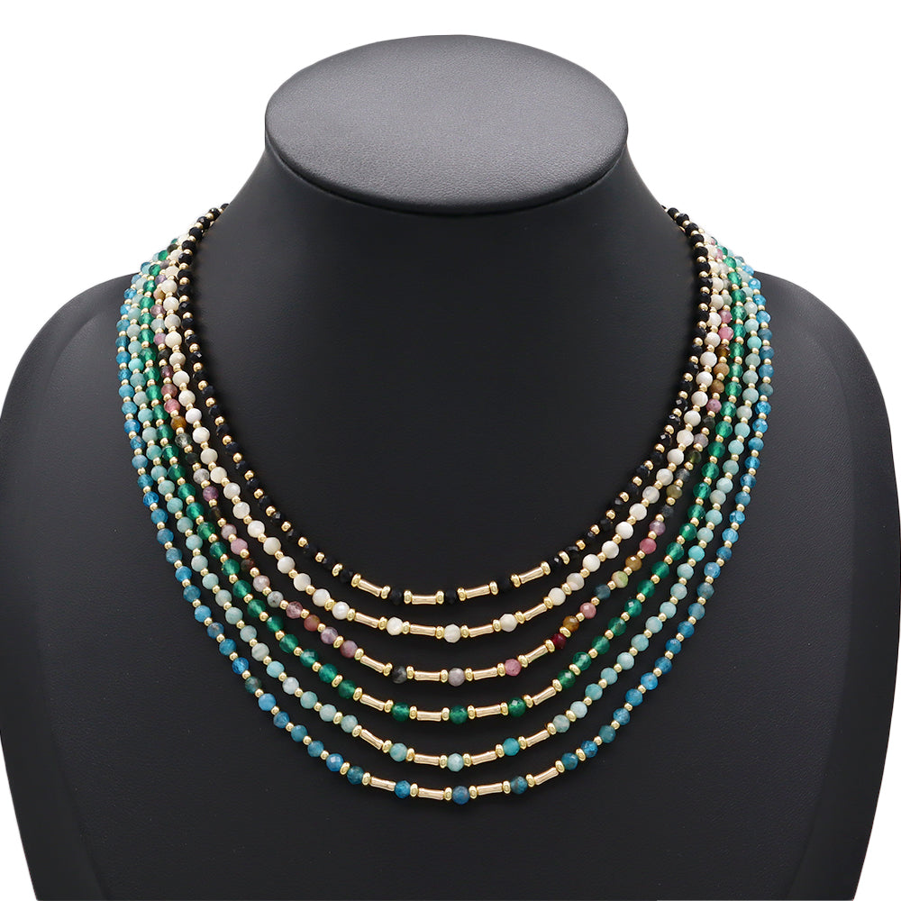 Handmade Customizable Natural Stone Beads With Brass Beads Necklace