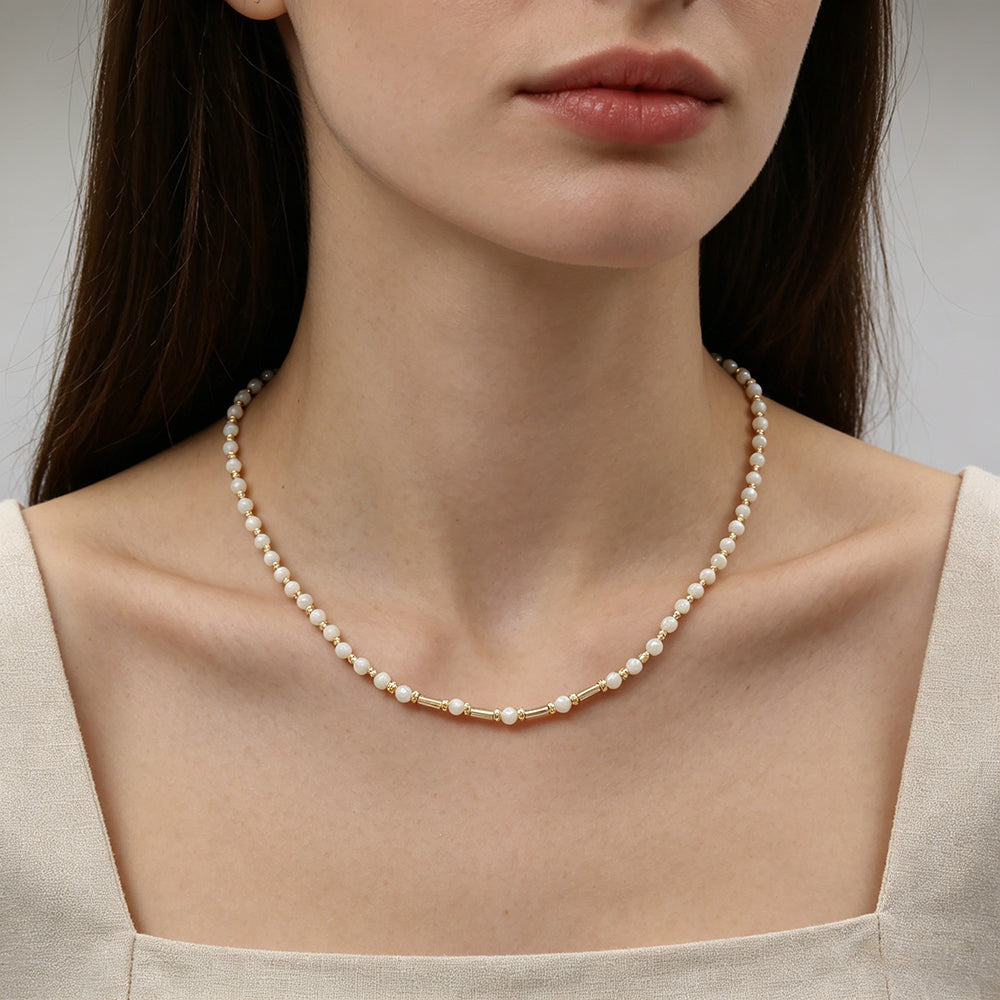 Handmade Customizable Natural Stone Beads With Brass Beads Necklace