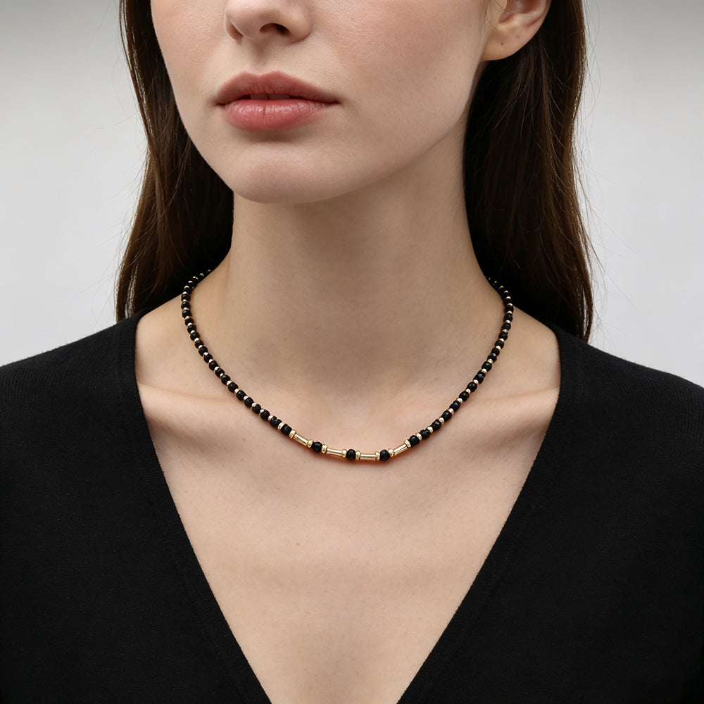 Handmade Customizable Natural Stone Beads With Brass Beads Necklace