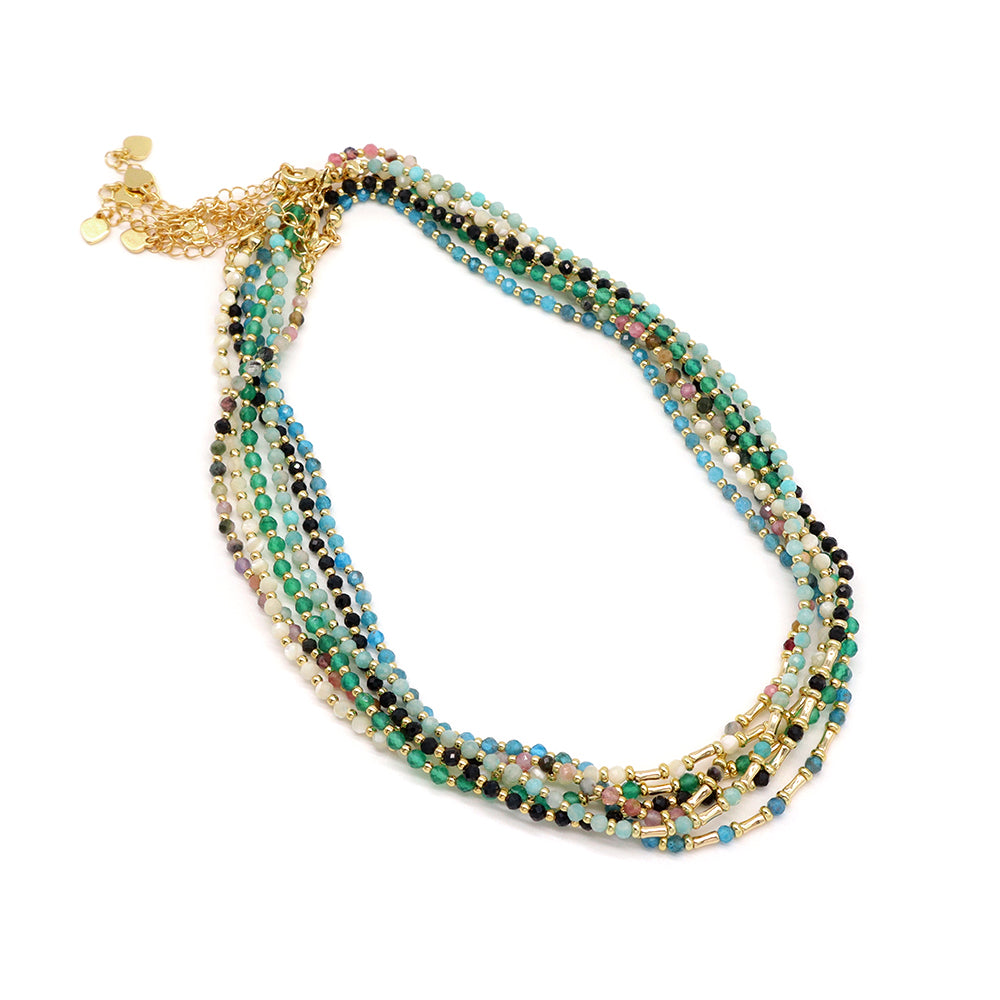 Handmade Customizable Natural Stone Beads With Brass Beads Necklace