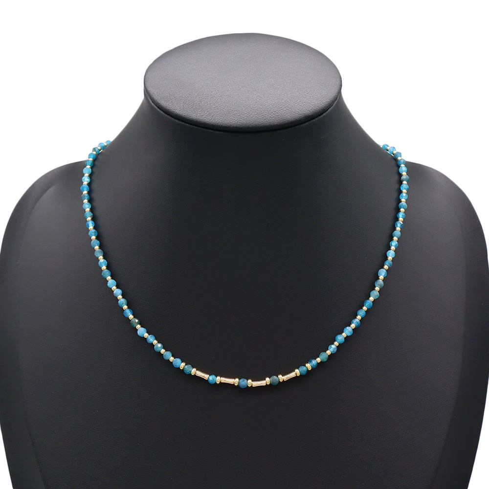 Handmade Customizable Natural Stone Beads With Brass Beads Necklace