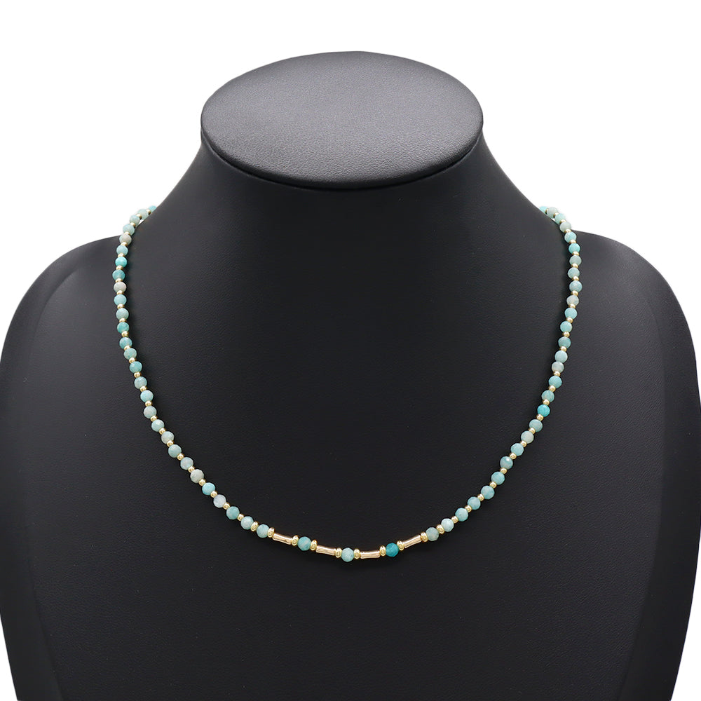 Handmade Customizable Natural Stone Beads With Brass Beads Necklace