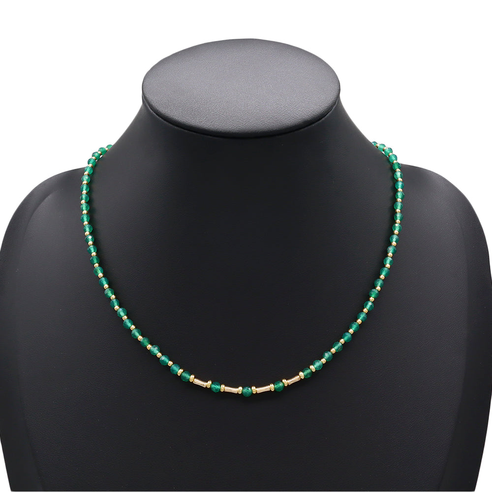 Handmade Customizable Natural Stone Beads With Brass Beads Necklace