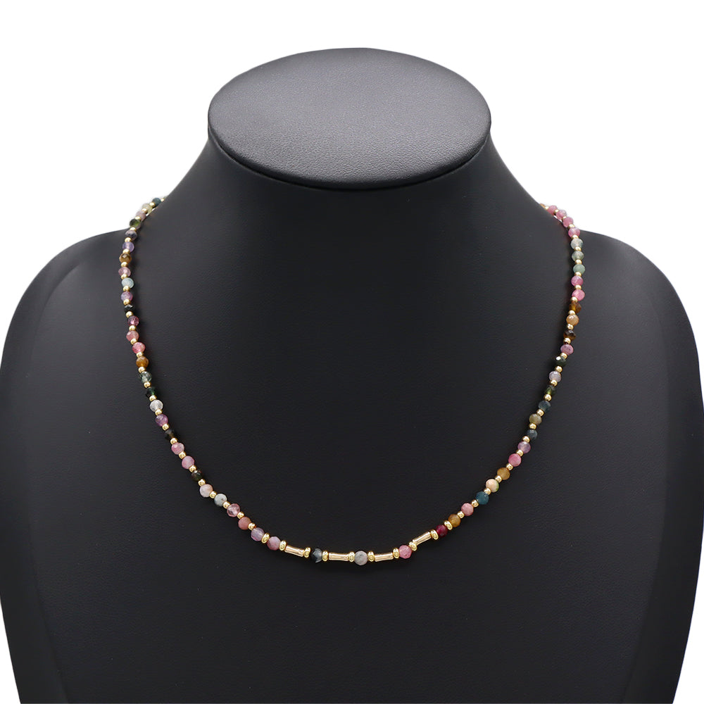 Handmade Customizable Natural Stone Beads With Brass Beads Necklace