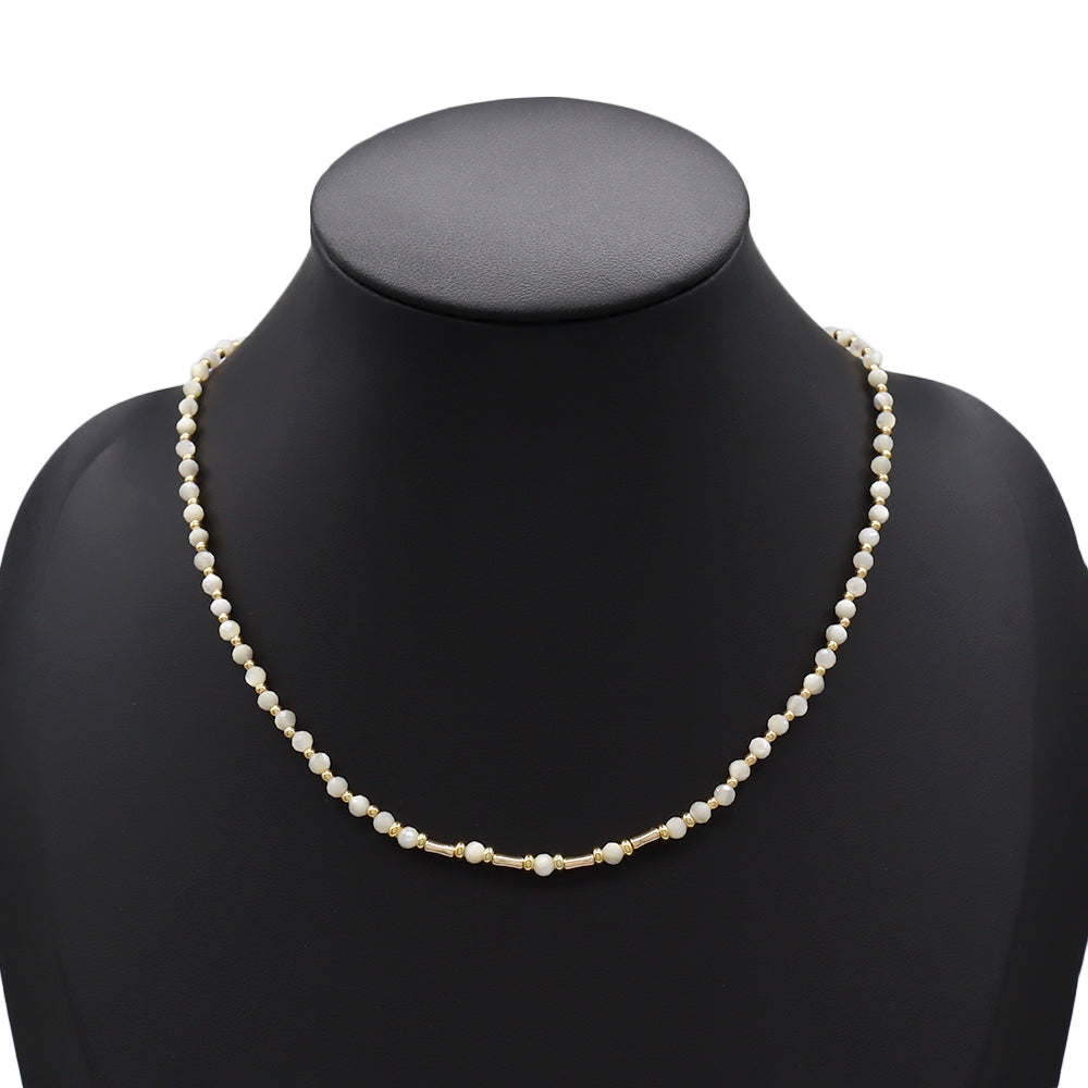 Handmade Customizable Natural Stone Beads With Brass Beads Necklace
