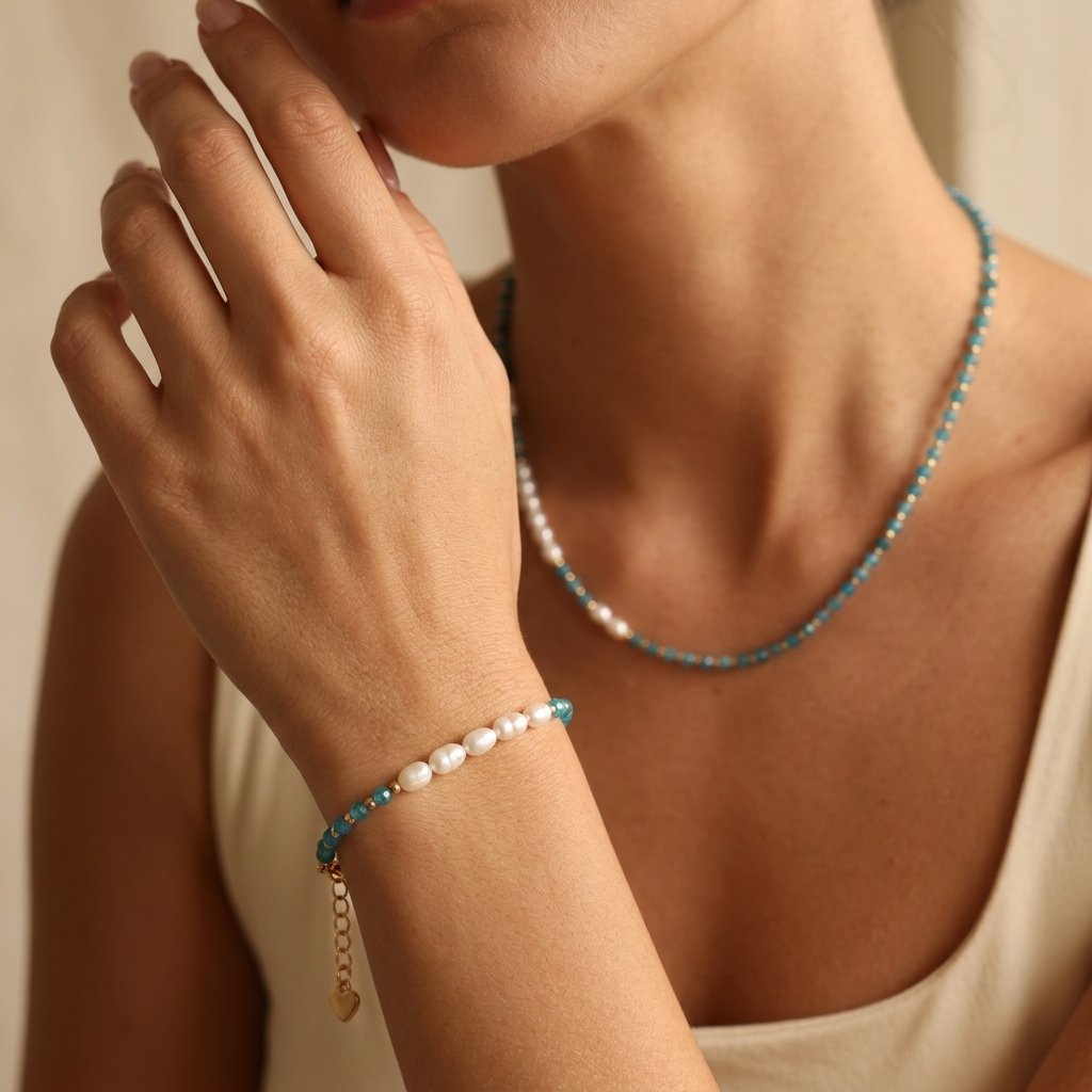 Handmade Customizable Natural Stone Beads Necklace With Fresh Water Pearl