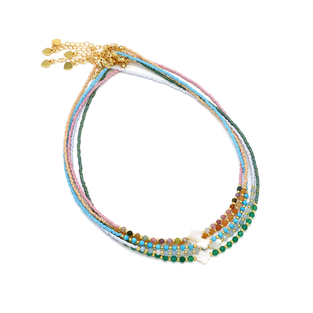 Handmade Customizable Miyuki Beads Nacklace With Natural Stone Beads Brass Beads