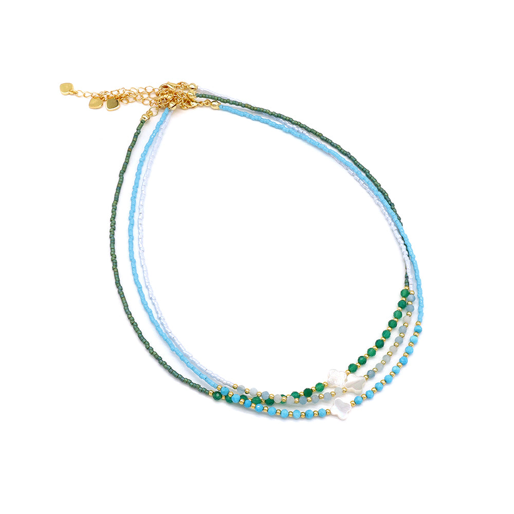 Handmade Customizable Miyuki Beads Nacklace With Natural Stone Beads Brass Beads