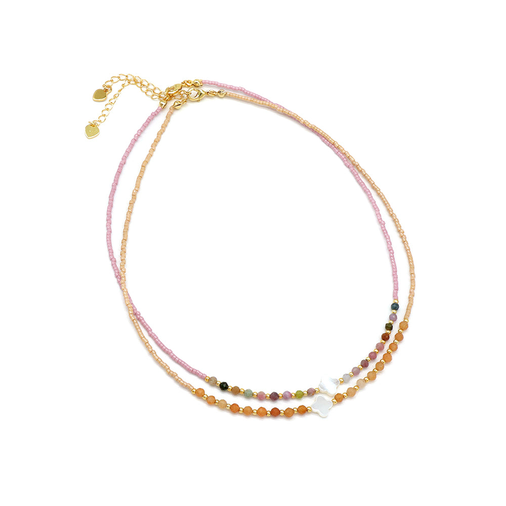 Handmade Customizable Miyuki Beads Nacklace With Natural Stone Beads Brass Beads