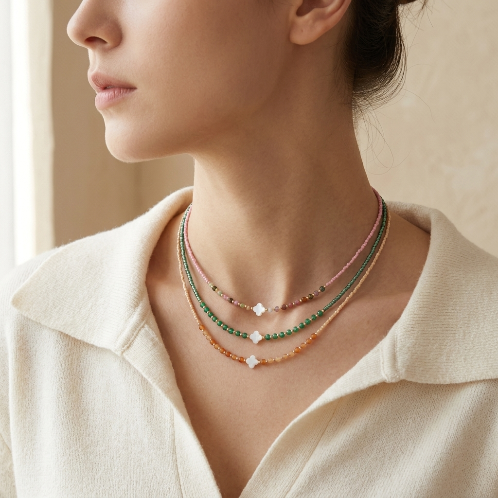 Handmade Customizable Miyuki Beads Nacklace With Natural Stone Beads Brass Beads