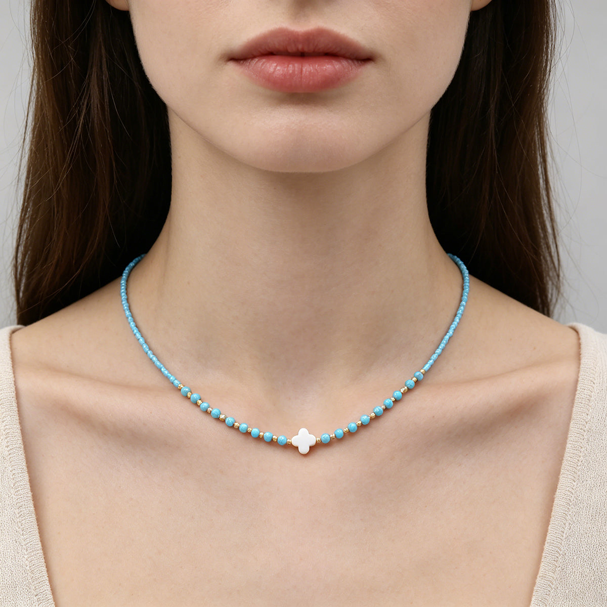 Handmade Customizable Miyuki Beads Nacklace With Natural Stone Beads Brass Beads