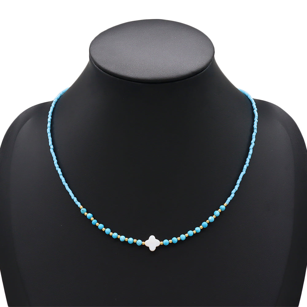 Handmade Customizable Miyuki Beads Nacklace With Natural Stone Beads Brass Beads