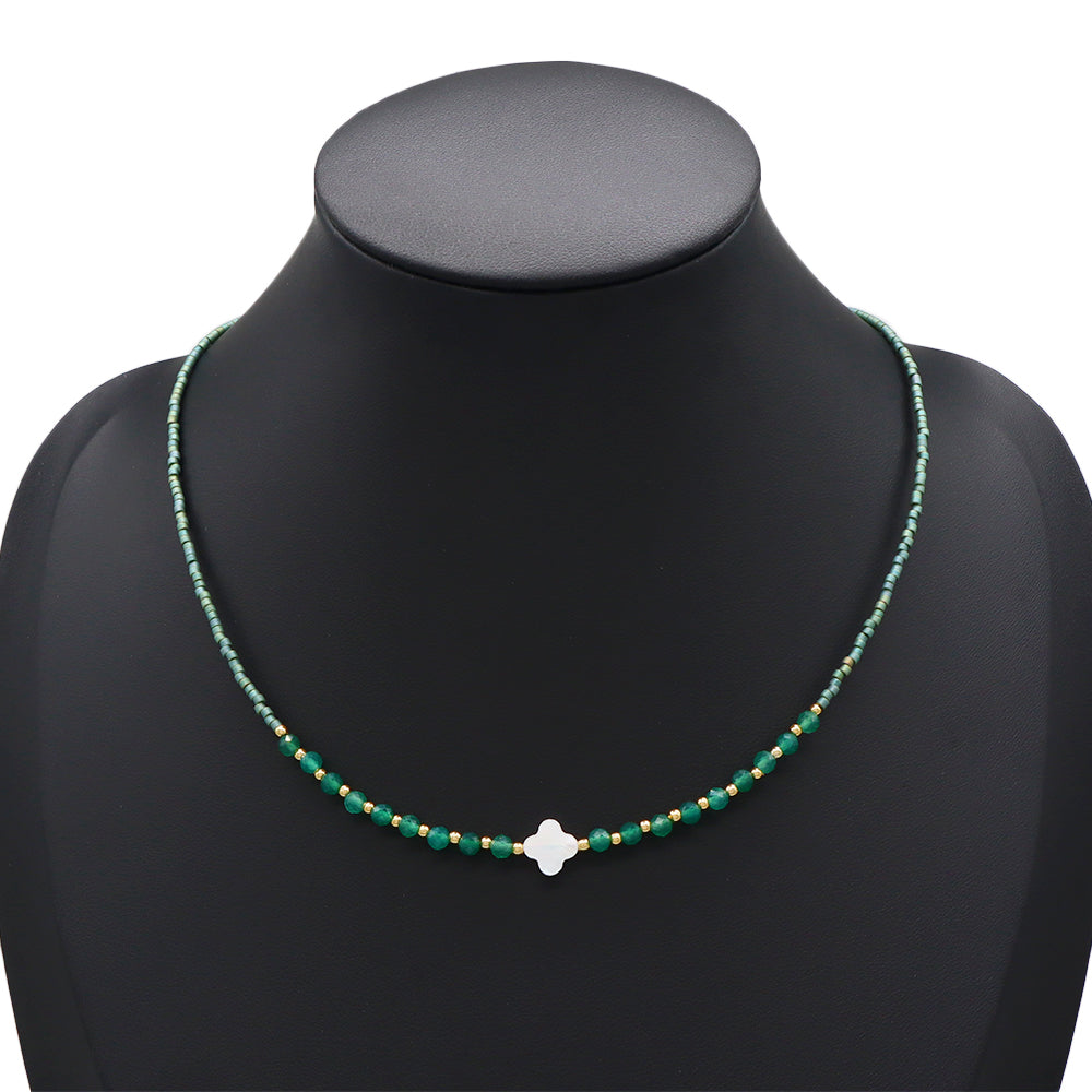 Handmade Customizable Miyuki Beads Nacklace With Natural Stone Beads Brass Beads