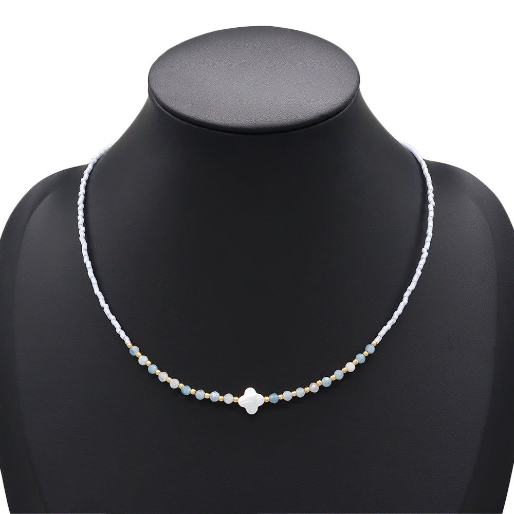 Handmade Customizable Miyuki Beads Nacklace With Natural Stone Beads Brass Beads