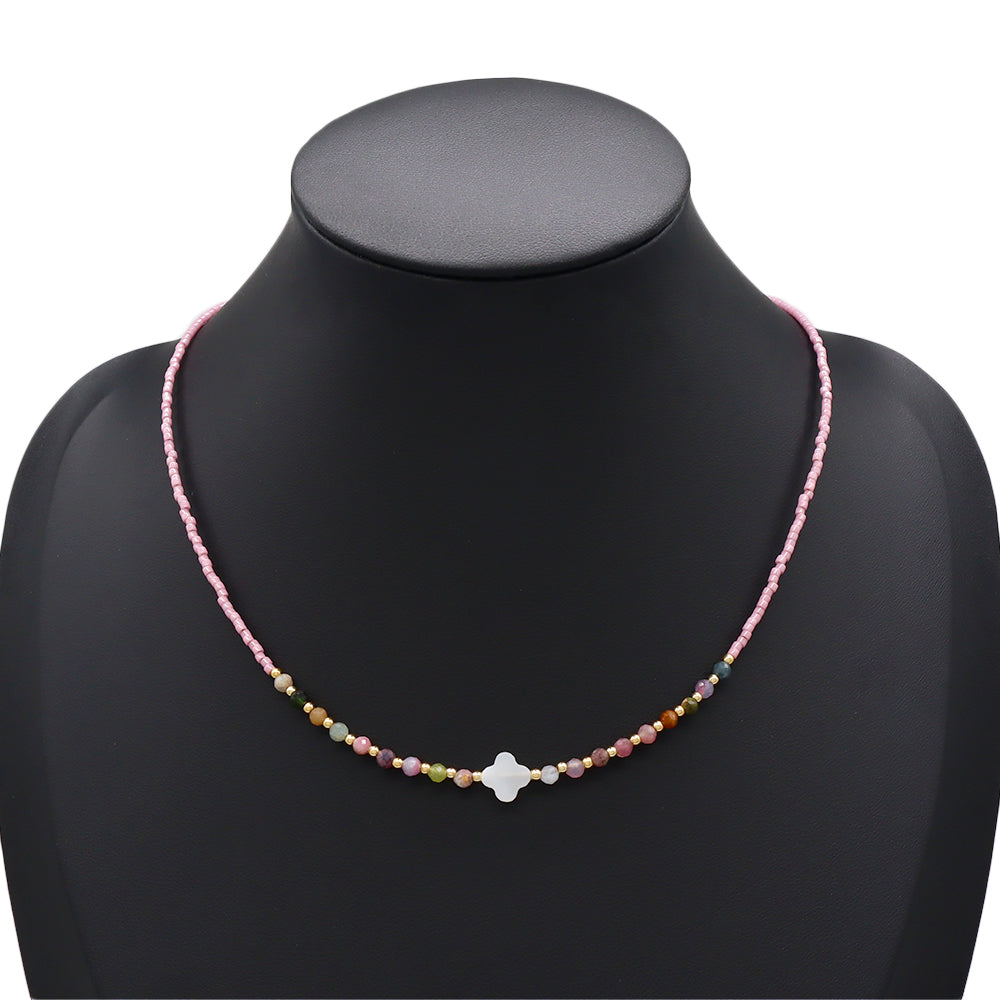Handmade Customizable Miyuki Beads Nacklace With Natural Stone Beads Brass Beads