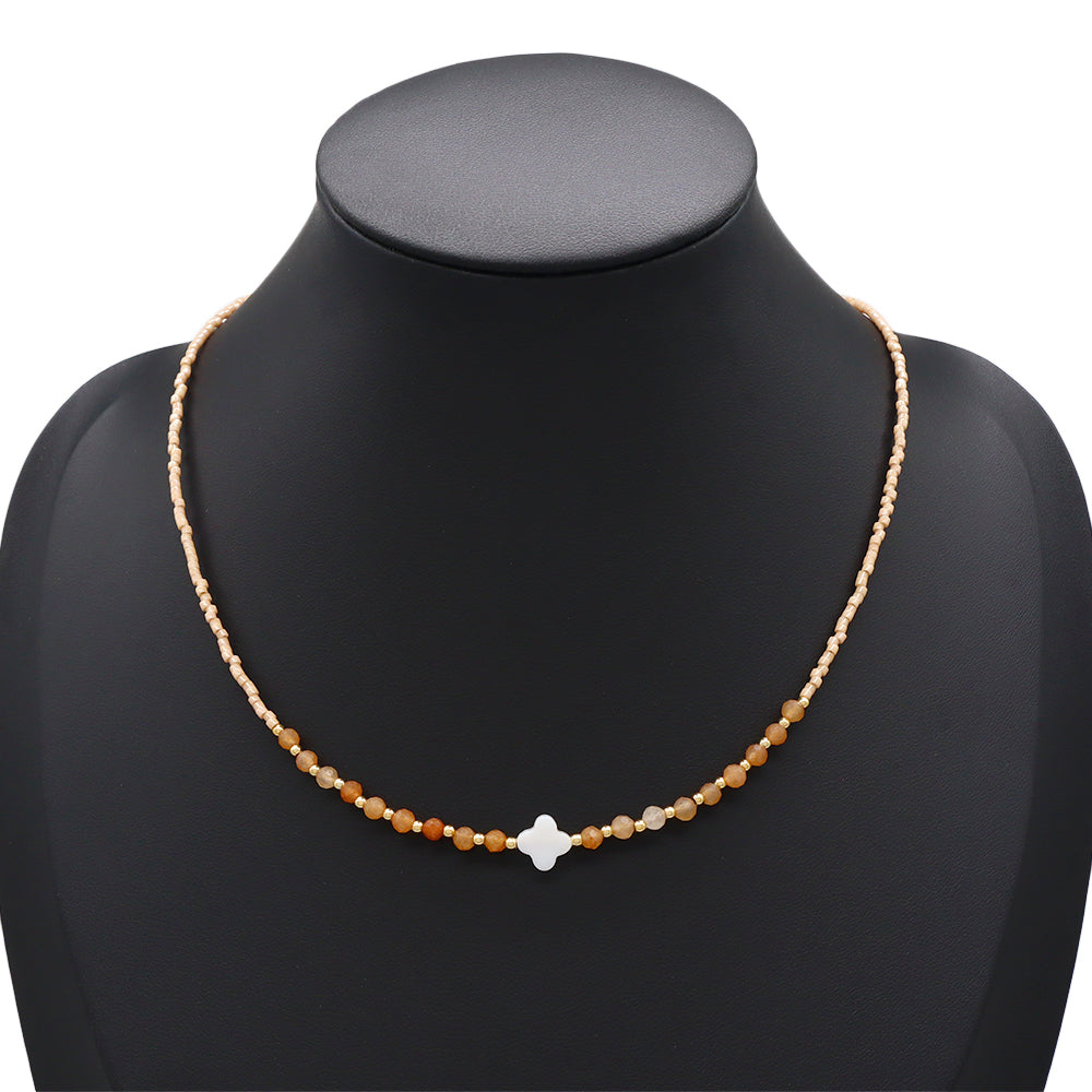 Handmade Customizable Miyuki Beads Nacklace With Natural Stone Beads Brass Beads