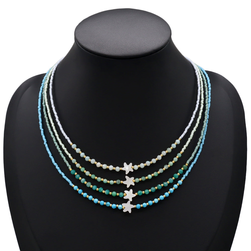 Handmade Customizable Miyuki Beads Nacklace With Natural Stone Beads Brass Beads