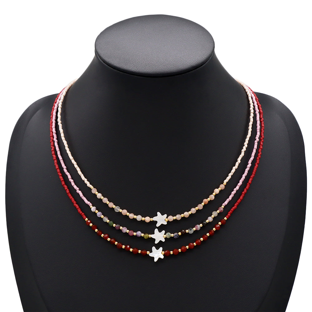 Handmade Customizable Miyuki Beads Nacklace With Natural Stone Beads Brass Beads