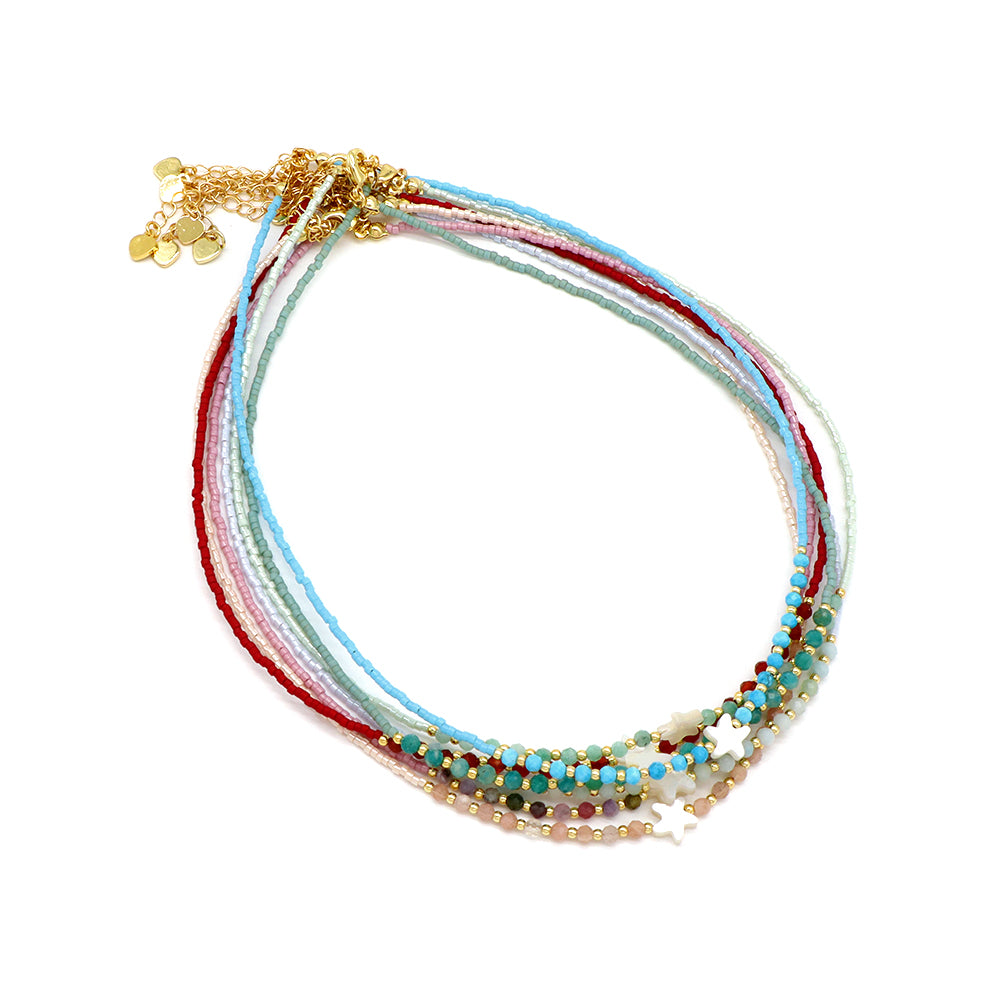 Handmade Customizable Miyuki Beads Nacklace With Natural Stone Beads Brass Beads