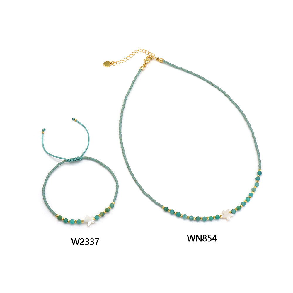 Handmade Customizable Miyuki Beads Nacklace With Natural Stone Beads Brass Beads
