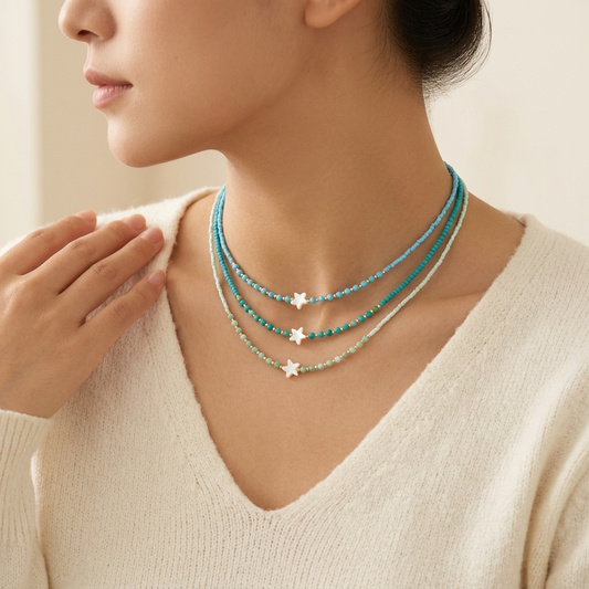 Handmade Customizable Miyuki Beads Nacklace With Natural Stone Beads Brass Beads
