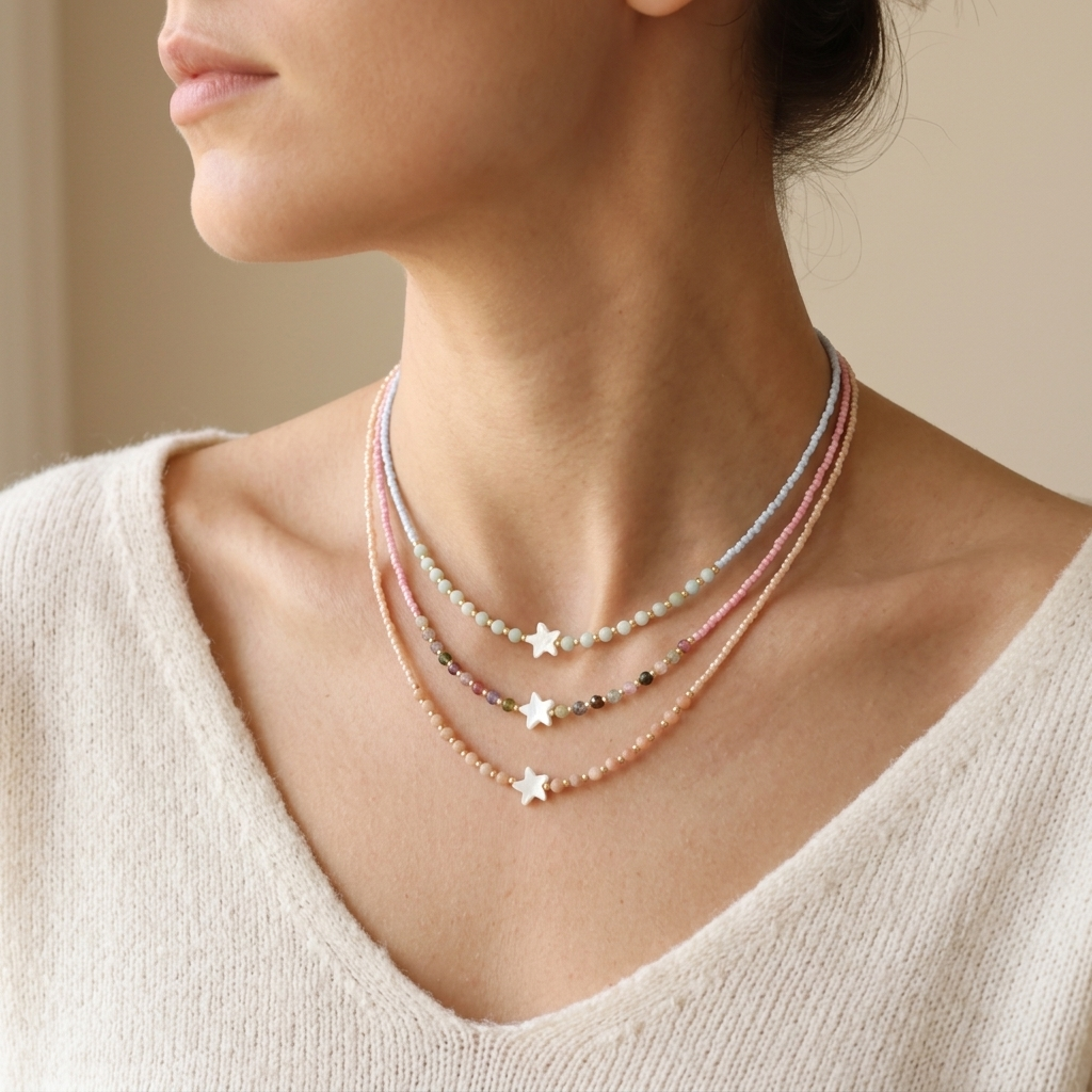 Handmade Customizable Miyuki Beads Nacklace With Natural Stone Beads Brass Beads