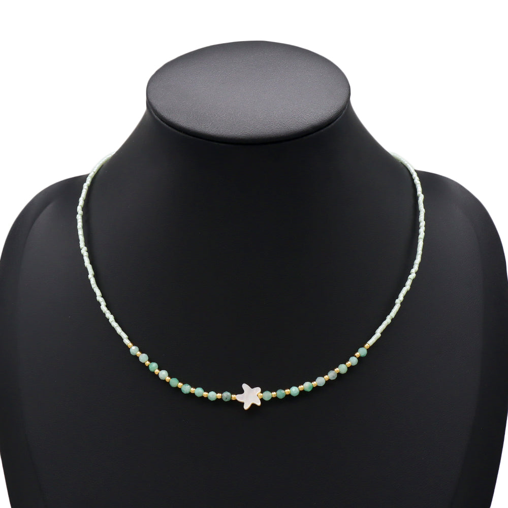 Handmade Customizable Miyuki Beads Nacklace With Natural Stone Beads Brass Beads
