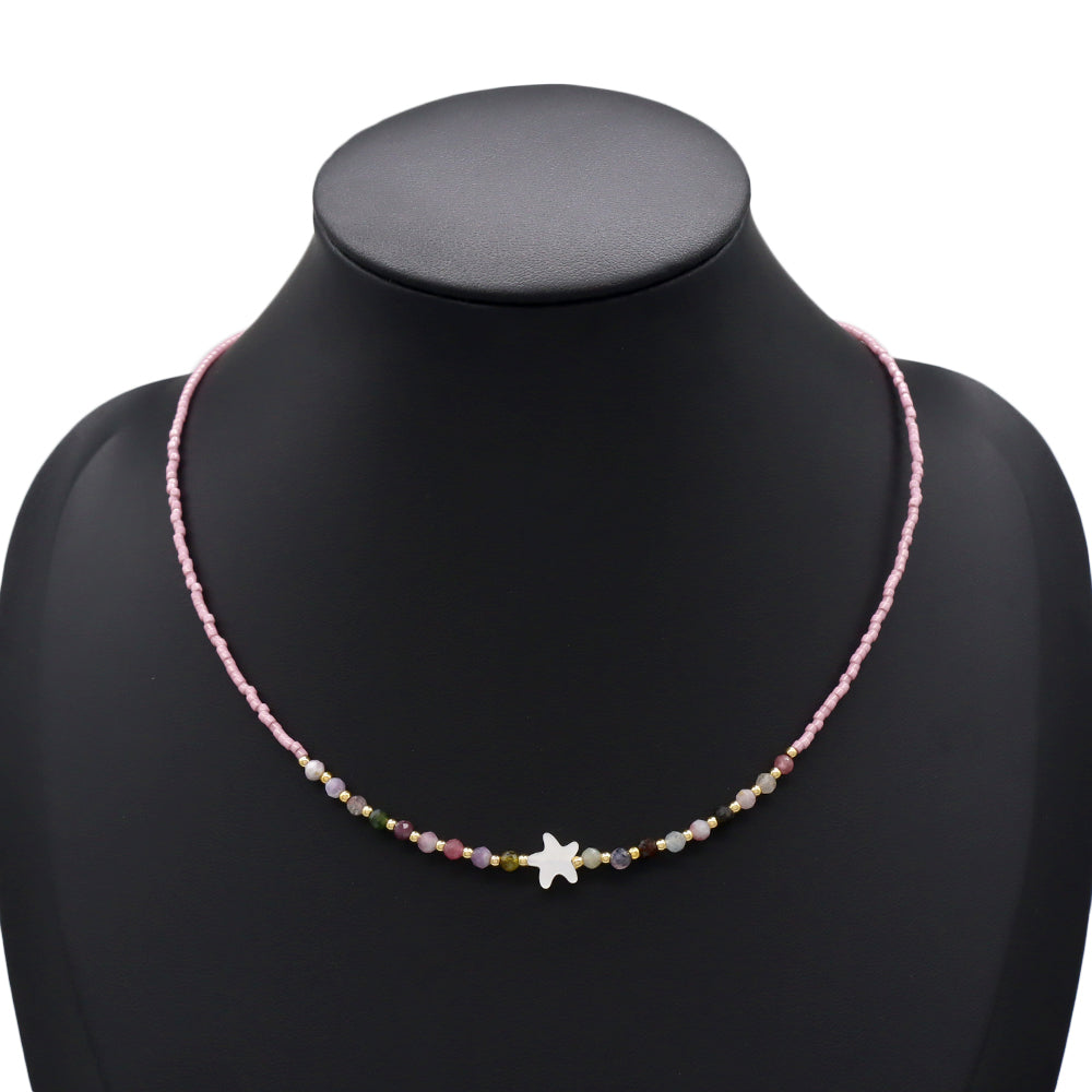 Handmade Customizable Miyuki Beads Nacklace With Natural Stone Beads Brass Beads