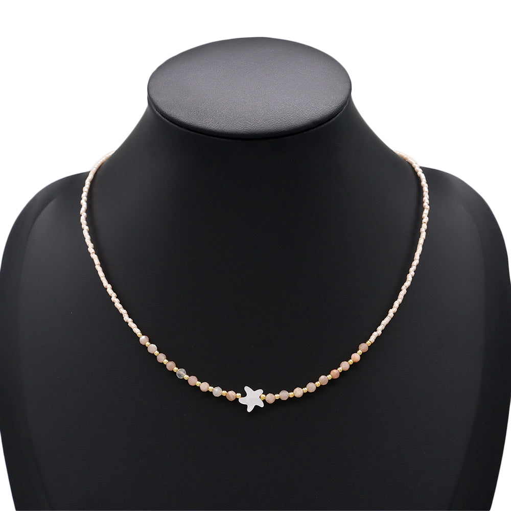 Handmade Customizable Miyuki Beads Nacklace With Natural Stone Beads Brass Beads