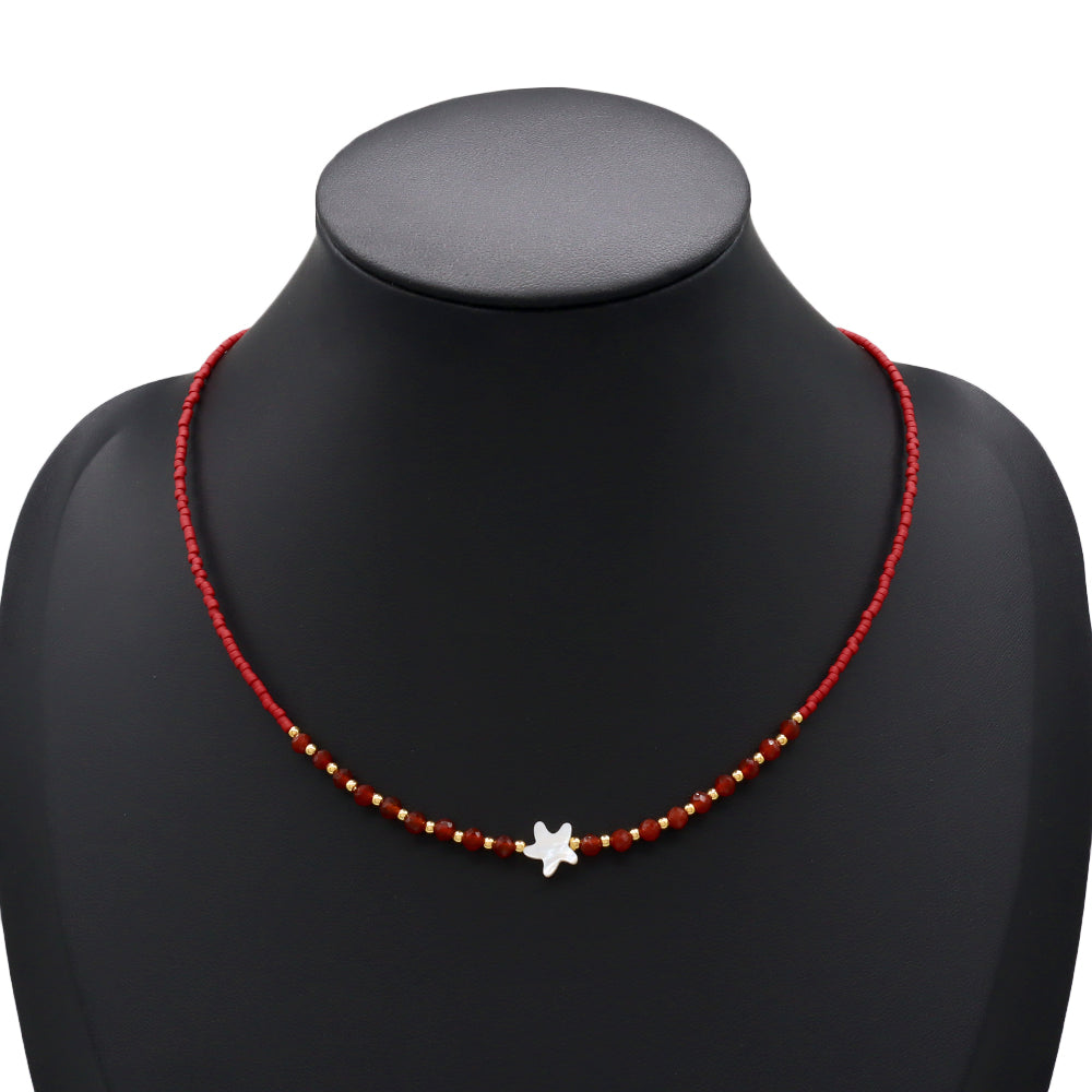 Handmade Customizable Miyuki Beads Nacklace With Natural Stone Beads Brass Beads