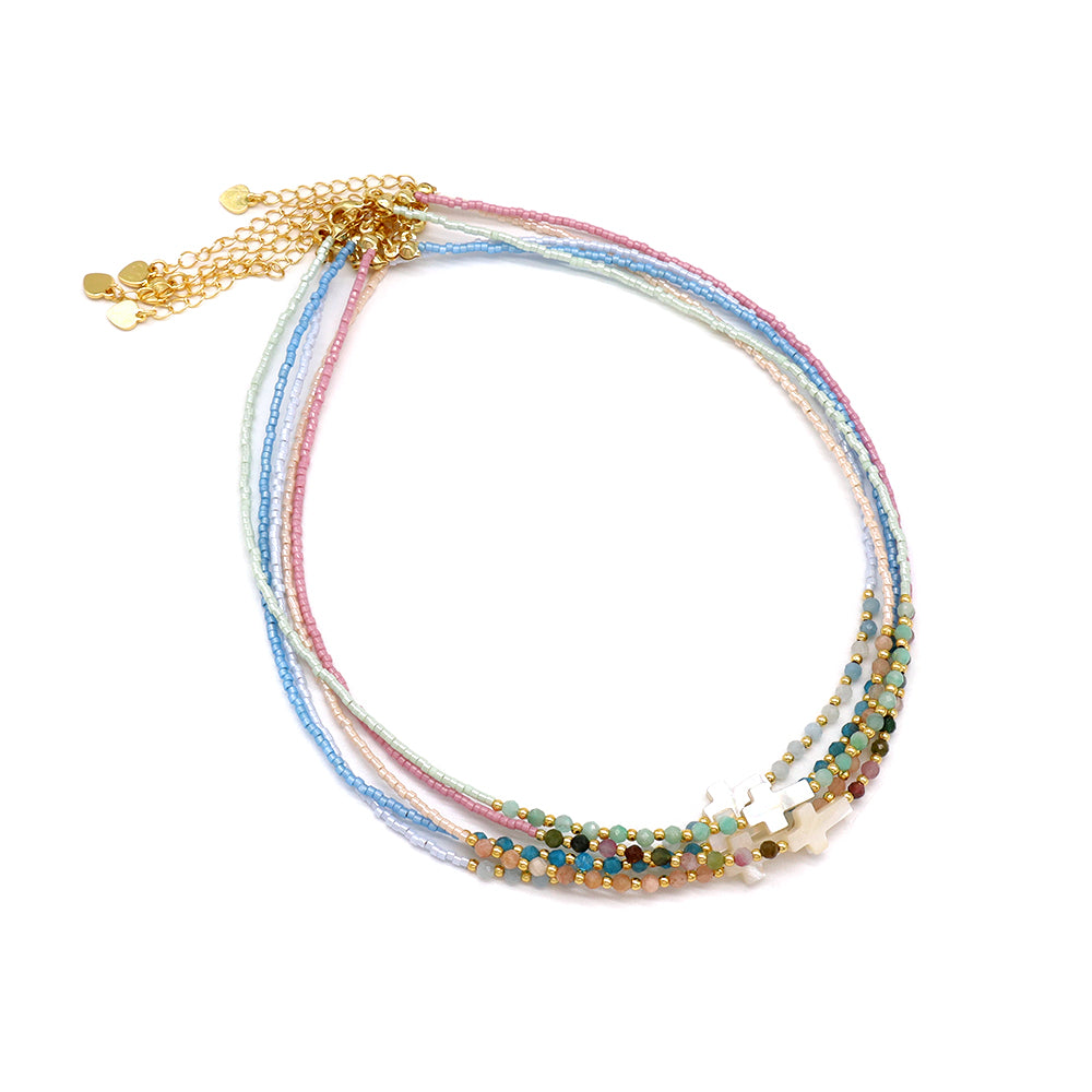 Handmade Customizable Miyuki Beads Nacklace With Natural Stone Beads Brass Beads Shell Charm