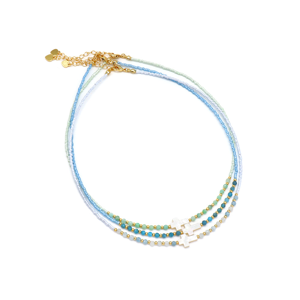 Handmade Customizable Miyuki Beads Nacklace With Natural Stone Beads Brass Beads Shell Charm