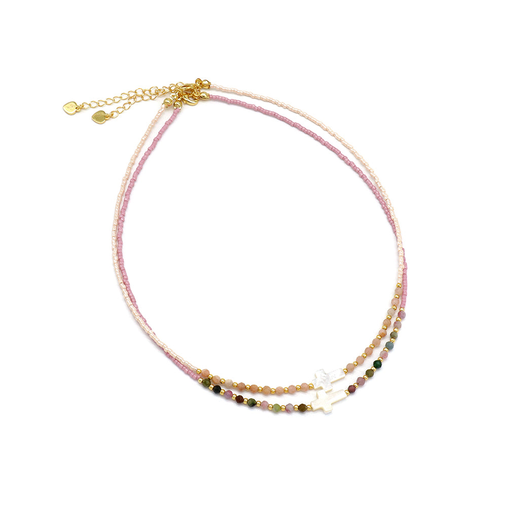 Handmade Customizable Miyuki Beads Nacklace With Natural Stone Beads Brass Beads Shell Charm