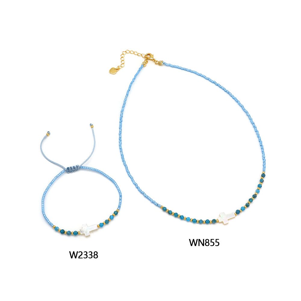 Handmade Customizable Miyuki Beads Nacklace With Natural Stone Beads Brass Beads Shell Charm