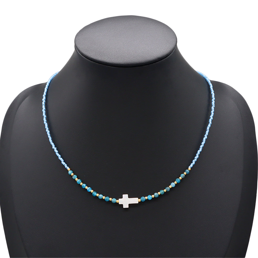 Handmade Customizable Miyuki Beads Nacklace With Natural Stone Beads Brass Beads Shell Charm