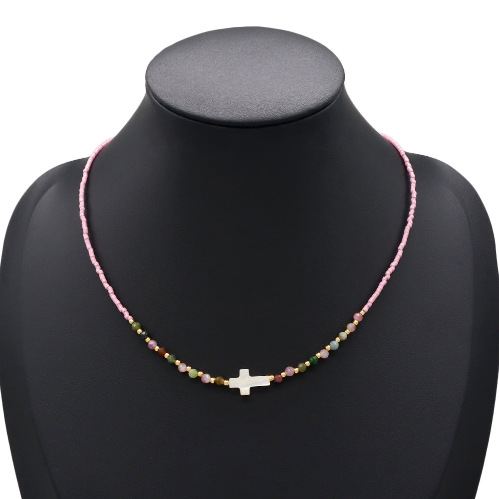Handmade Customizable Miyuki Beads Nacklace With Natural Stone Beads Brass Beads Shell Charm