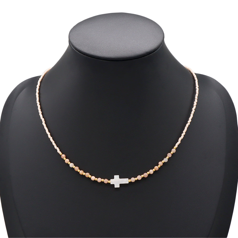 Handmade Customizable Miyuki Beads Nacklace With Natural Stone Beads Brass Beads Shell Charm