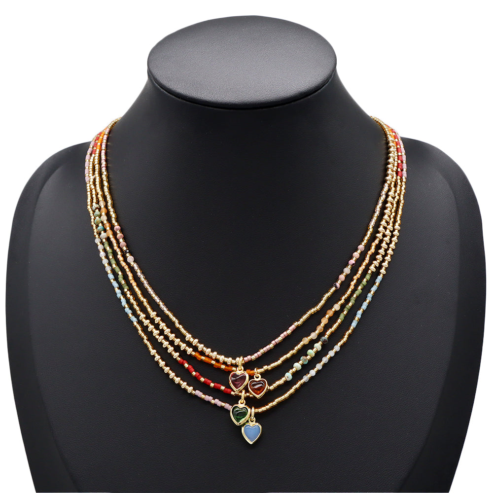 Handmade Customizable Miyuki Beads Necklace With Natural Stone