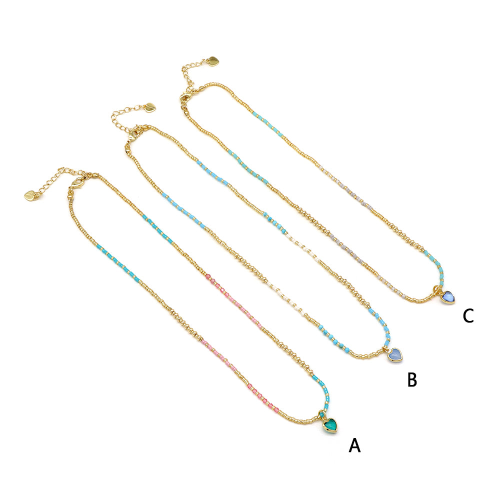 Handmade Customizable Miyuki Beads Necklace With Natural Stone