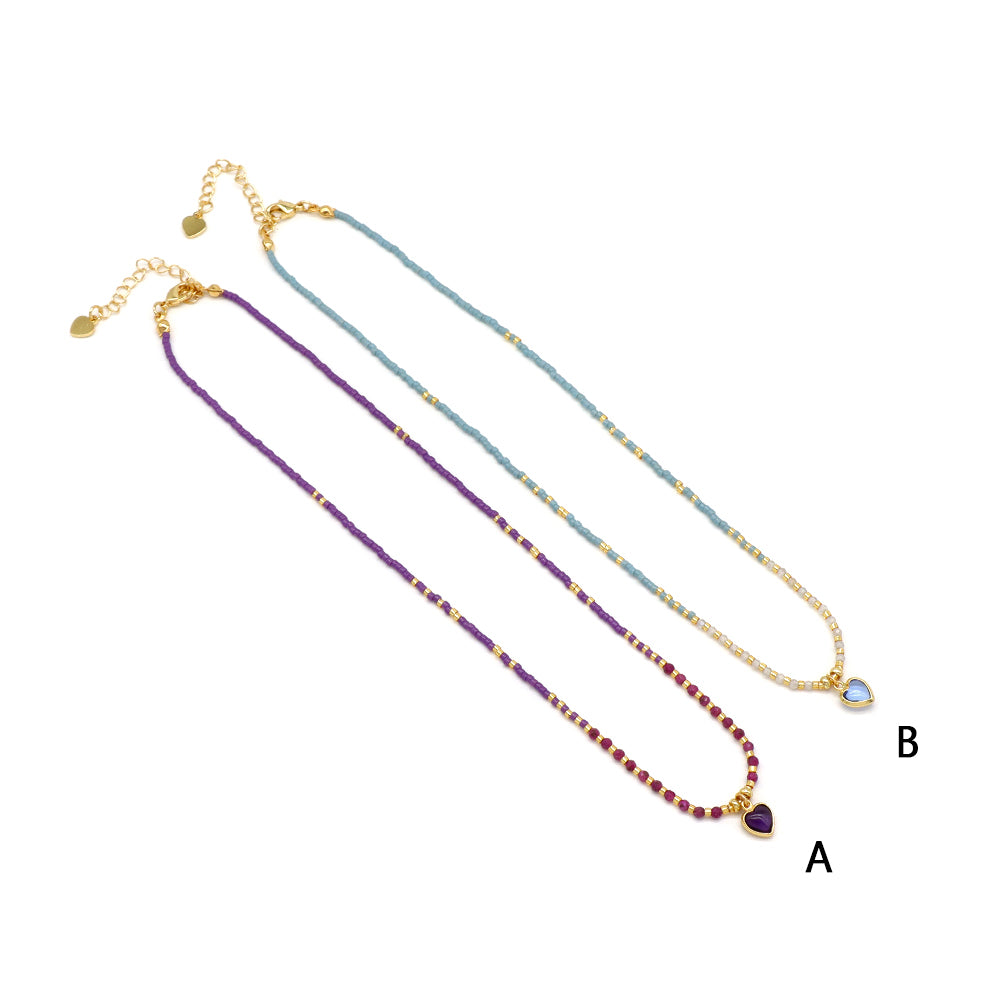 Handmade Customizable Miyuki Beads Necklace With Natural Stone
