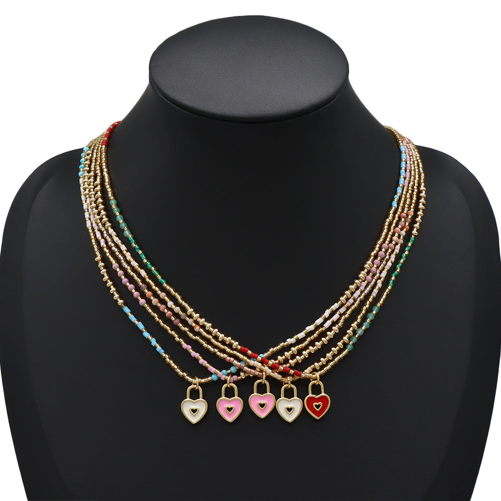 Handmade Customizable Miyuki Beads Necklace With Enamel Pendant