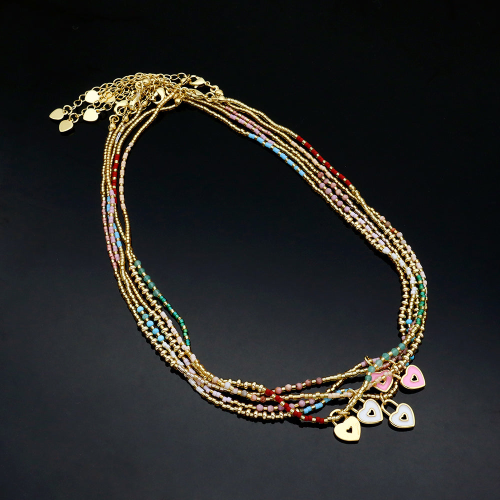 Handmade Customizable Miyuki Beads Necklace With Enamel Pendant