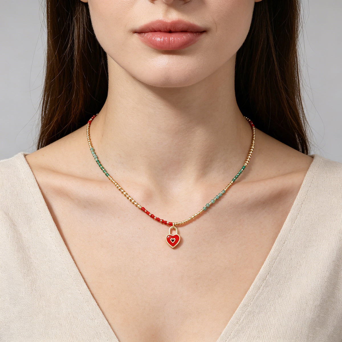 Handmade Customizable Miyuki Beads Necklace With Enamel Pendant