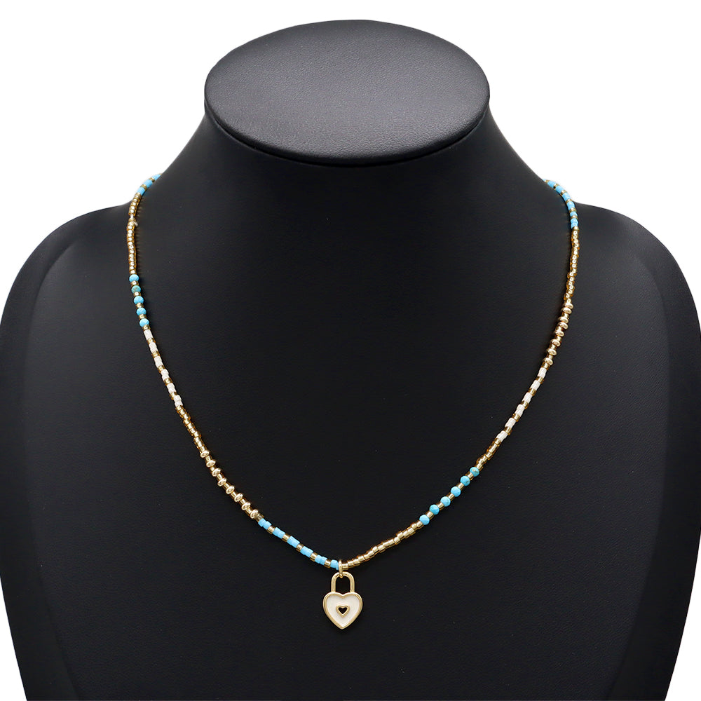 Handmade Customizable Miyuki Beads Necklace With Enamel Pendant