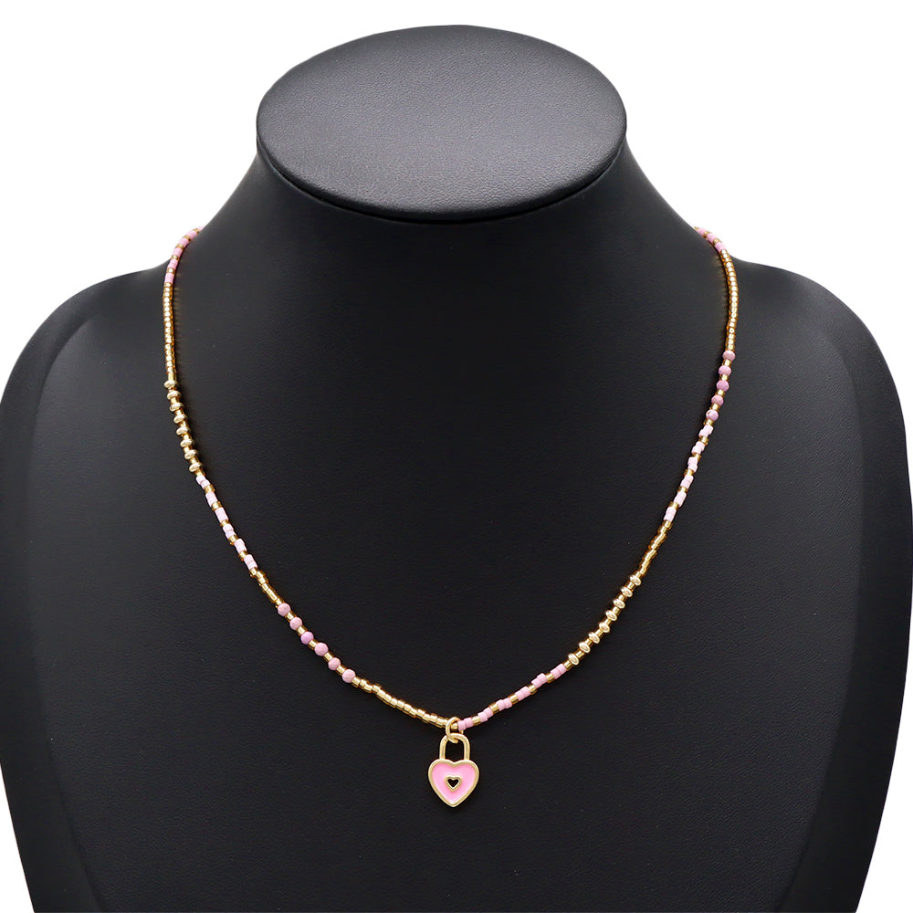 Handmade Customizable Miyuki Beads Necklace With Enamel Pendant