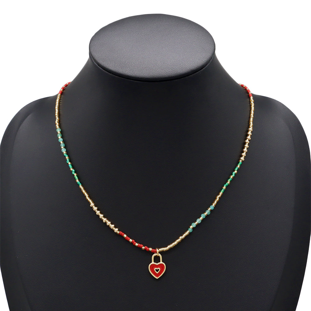 Handmade Customizable Miyuki Beads Necklace With Enamel Pendant