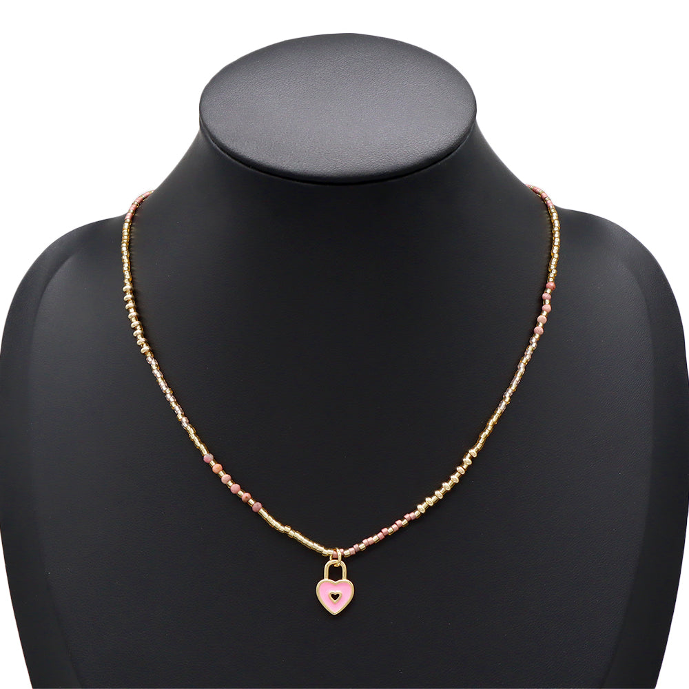 Handmade Customizable Miyuki Beads Necklace With Enamel Pendant