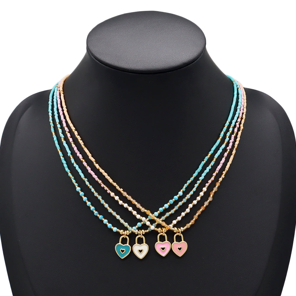 Handmade Customizable Miyuki Beads Necklace With Enamel Pendant